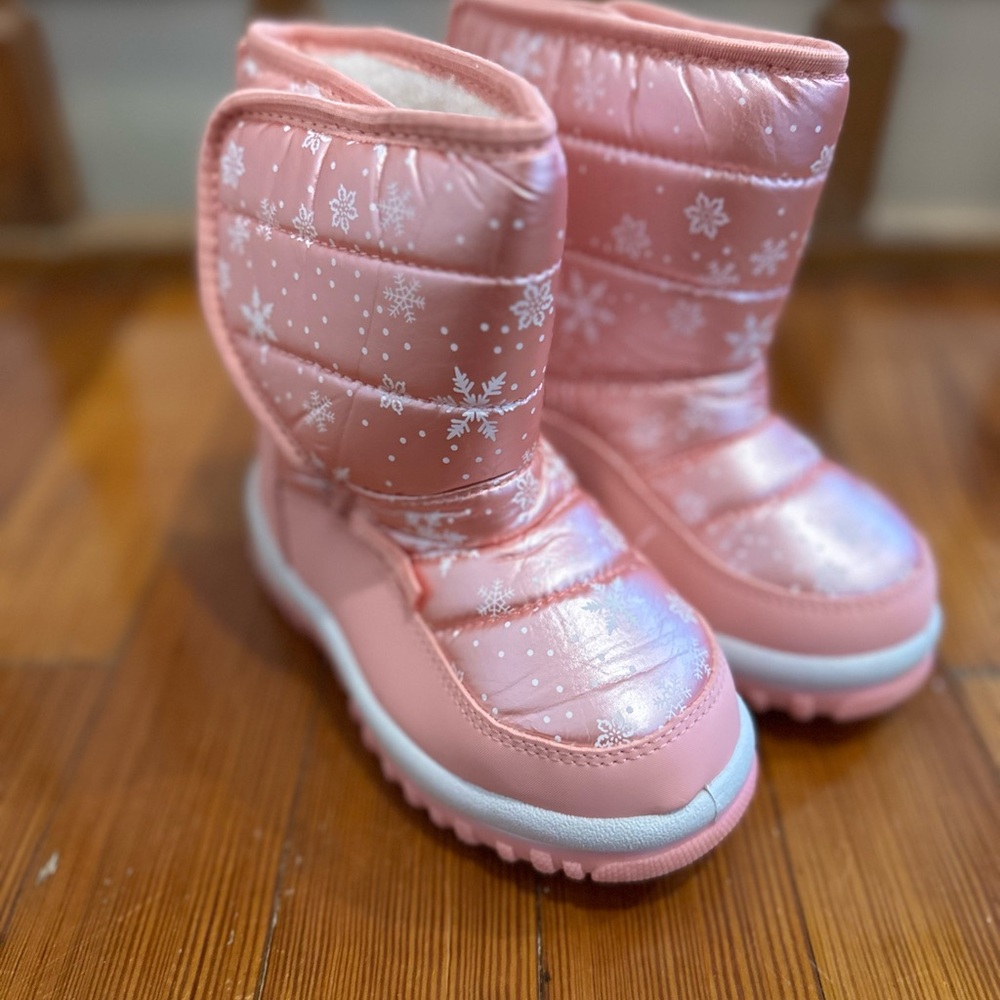 Pink Snowflake Winter Boots